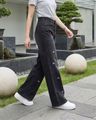 Shein Fly With Button Closure Bow Embroidered Mid Wash Jeans - Black