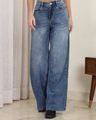 Shein High Rise Fly With Button Closure Mid Wash Jeans
