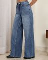 Shein High Rise Fly With Button Closure Mid Wash Jeans