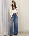 Shein High Rise Fly With Button Closure Mid Wash Jeans