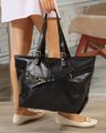 Shein Women Adjustable Belt Strap Detail Tote Bag - Black