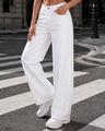 Shein Women Ankle Length Floral Embroidery Clean Wash Jeans - White