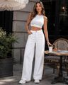 Shein Women Ankle Length Floral Embroidery Clean Wash Jeans - White
