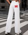 Shein Women Ankle Length Floral Embroidery Clean Wash Jeans - White