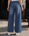 Shein Women Ankle Length Panelled Mid Wash Jeans - Dark Blue