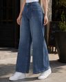 Shein Women Ankle Length Panelled Mid Wash Jeans - Dark Blue