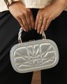 Shein Women Clasp Closure Minaudiere Bag with Strap - Silver