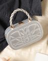 Shein Women Clasp Closure Minaudiere Bag with Strap - Silver