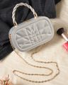Shein Women Clasp Closure Minaudiere Bag with Strap - Silver