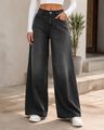 Shein Women Full Length Dart Detail Mid Wash Jeans