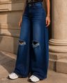 Shein Women Full Length Mid Wash Knee Slit Jeans