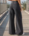 Shein Women Full Length Mid Wash Knee Slit Jeans - Dark Grey