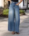Shein Women Full Length Panelled Mid Wash Jeans