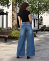 Shein Women Full Length Panelled Mid Wash Jeans