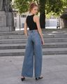 Shein Women Full Length Panelled Mid Wash Jeans - Mid Blue
