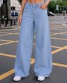 Shein Women Full Length Raw Hem Light Wash Jeans