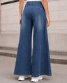 Shein Women Full Length Raw Hem Panelled Mid Wash Jeans