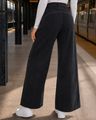 Shein Women Full Length Raw Hem Panelled Mid Wash Jeans - Black