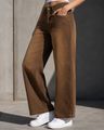 Shein Women Graphic Embroidered Detail Mid Wash Jeans - Dark Brown