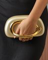 Shein Women Metal Accent Detail Clutch with Chain Strap - Gold