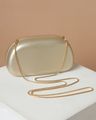 Shein Women Metal Accent Detail Clutch with Chain Strap - Gold