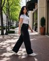 Shein Women Semi Elasticated Waist Panelled Mid Wash Jeans