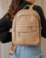 Shein Women Zip Closure Textured Everyday Backpacks - Beige