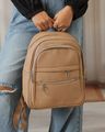 Shein Women Zip Closure Textured Everyday Backpacks - Beige