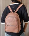 Shein Women Zip Closure Textured Everyday Backpacks - Nude