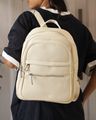 Shein Women Zip Closure Textured Everyday Backpacks - White