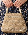Women Embellished Potli Clutch Bag - Off White