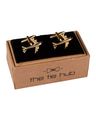 Gold-Plated Cufflinks with Airplane Accent