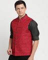 Men Printed Slim Fit Nehru Jacket