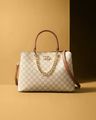 Zoe  Satchel Handbag with Monogram Print