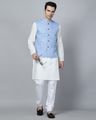 Men Patterned Regular Fit Kurta with Pyjamas & Nehru Jacket