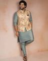 Men Mandarin-Collar Printed Nehru Jacket