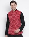 Printed Nehru Jacket with Welt Pockets