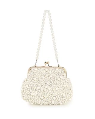 Embellished Clutch with Pearl Strap