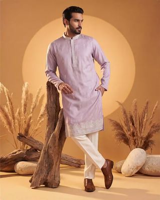 Men Embroidered 2-Piece Kurta Suit Set