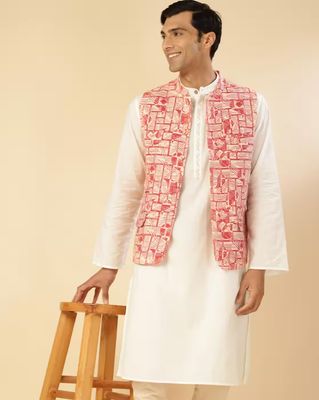 NUIndian FabBasics Men Printed Slim Fit Nehru Jacket