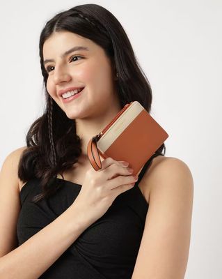 Women Colourblocked Zip Detail Two Fold Wallet
