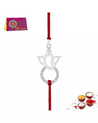 Stone-Studded Ganesh Rakhi Bracelet