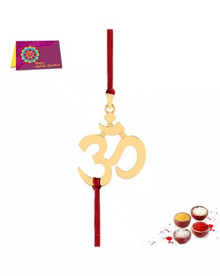 Yellow Gold Om Rakhi Bracelet