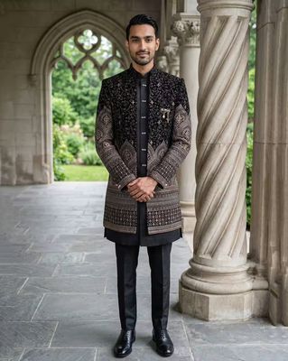 Men Embroidered Indo-Western Set