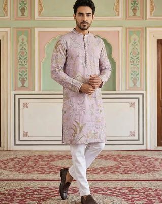 Men Embroidered Regular Fit Kurta & Pyjamas Set