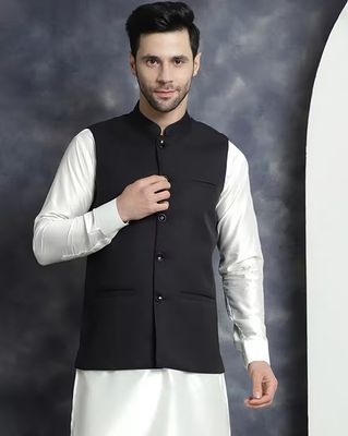 Men Regular Fit Sleeveless Nehru Jacket