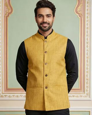Men Woven Design Nehru Jacket