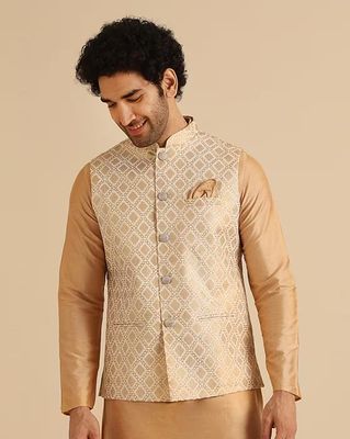 Men Geometric Print Regular Fit Nehru Jacket 