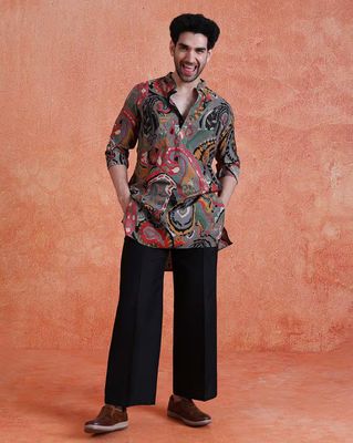 Men Printed Regular Fit Kurta & Pants Set