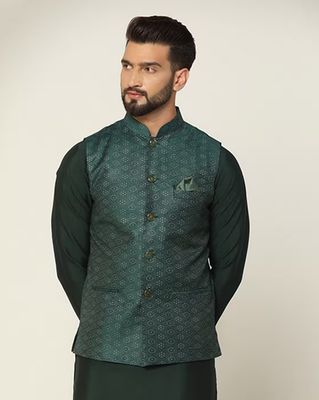Men Regular Fit Nehru Jacket with Patch Pockets